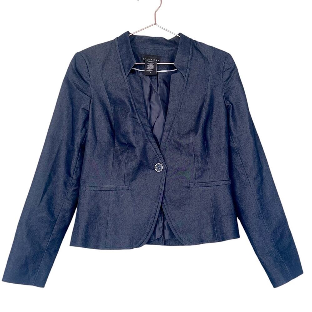 Attention Women’s Blazer Jacket blue one button closure size 8